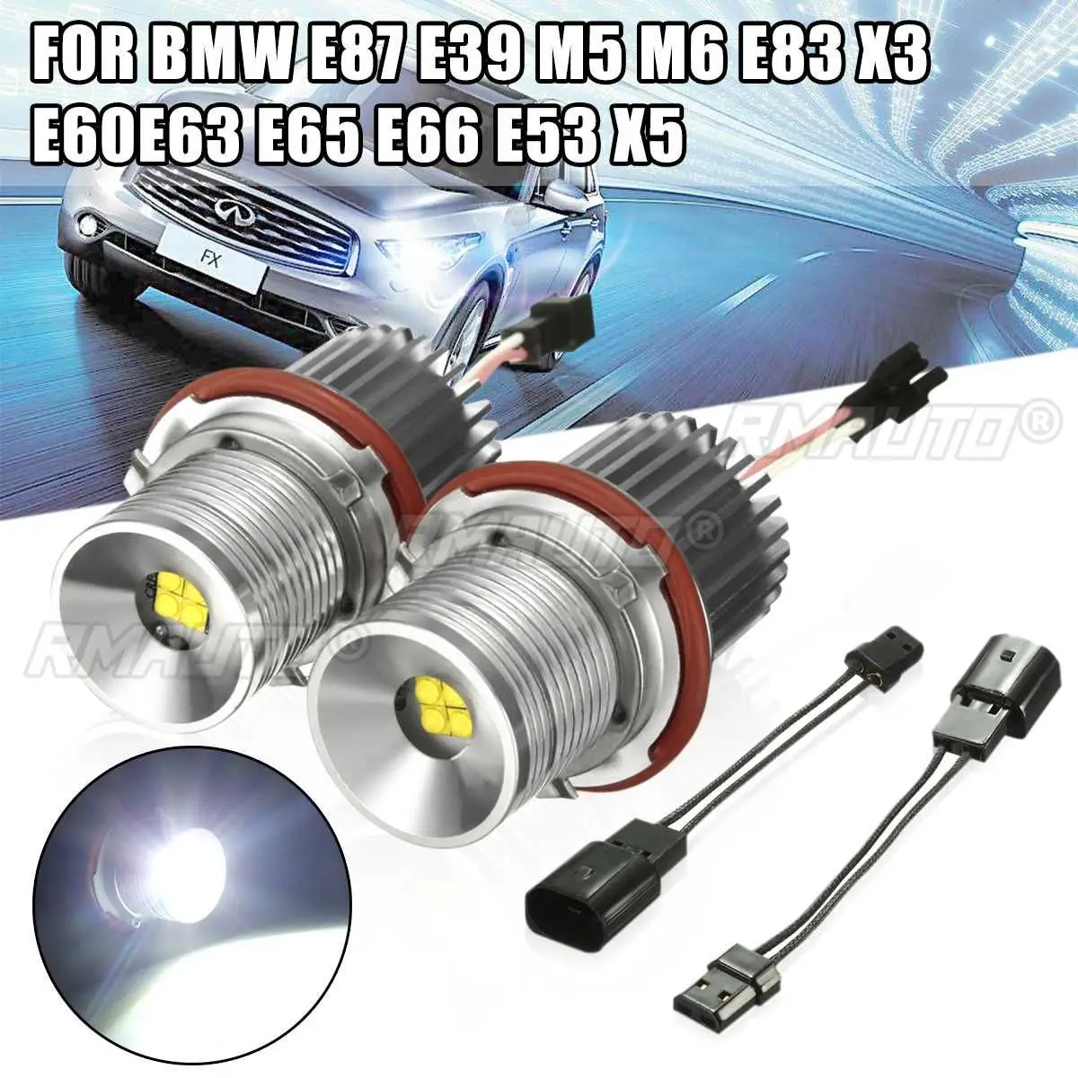 2X 40W H8 Car LED Angel Eyes Marker Light Bulb Halo Ring Lamp 63126916097 For BMW E39 E60 E61 E63 E64 E65 E66 E83 X3 E53 X5 E87