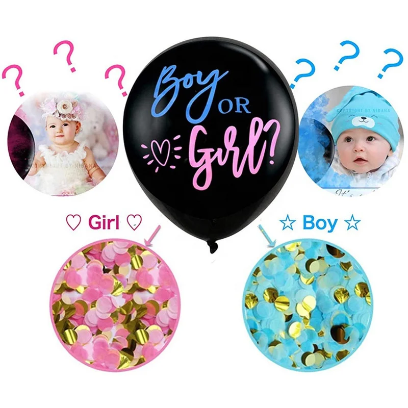 32 Inch Blue/Pink Baby Shower Party Decorations Supplies Gender Reveal Balloons Gender Reveal Confetti Balloon