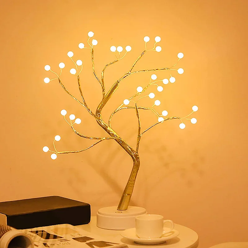 Led Pearl Tree Battery USB Touch Switch Party Decoration Night Light Gift Lamp Home Battery/USB Operated Decor Lamp