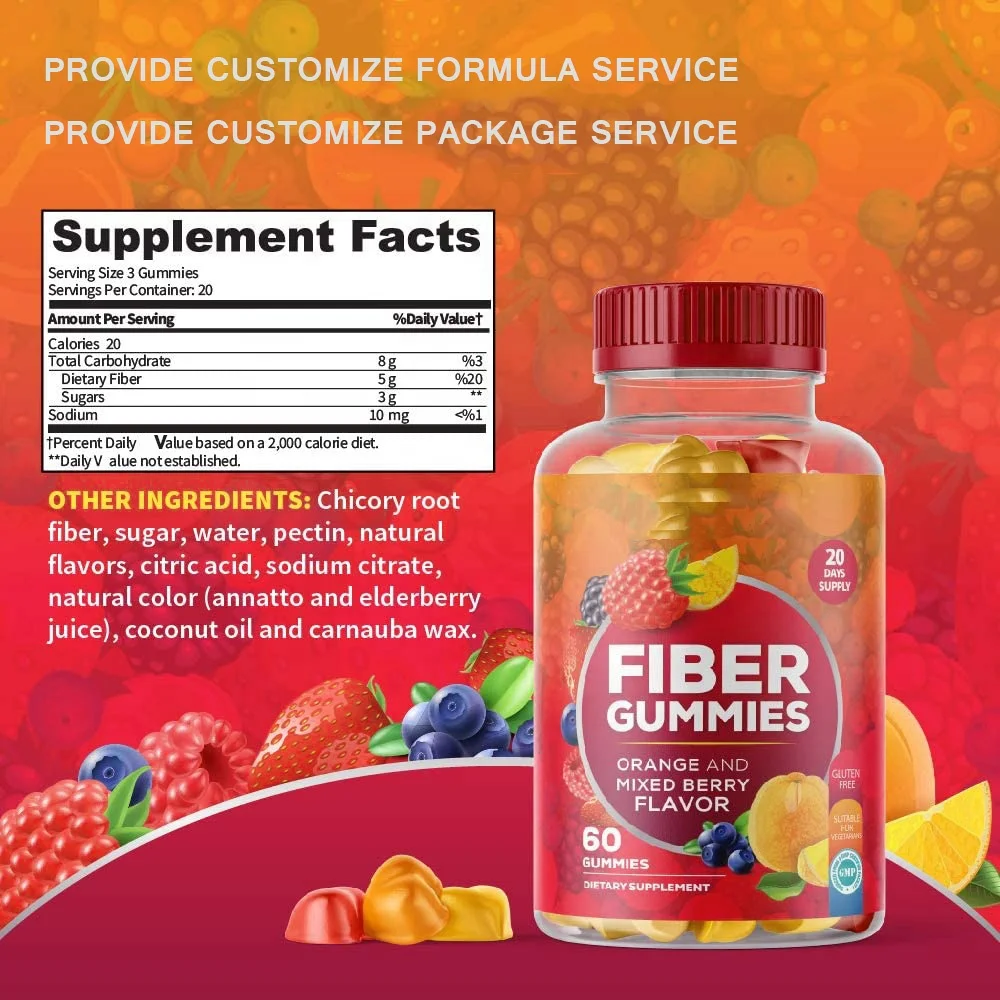 Customized OEM Dietary Supplement Fiber Supplement Prebiotic Fiber Supplement Digestive Health Sugar Free Gummy