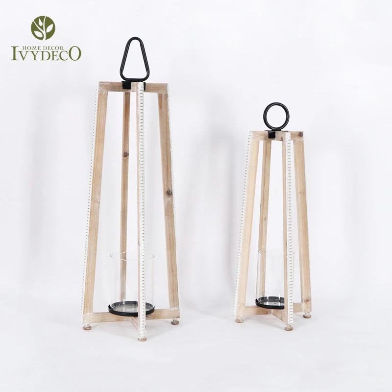 IVYDECO Unique Design Lustrous Farmhouse Home Ramadan Lantern Wood