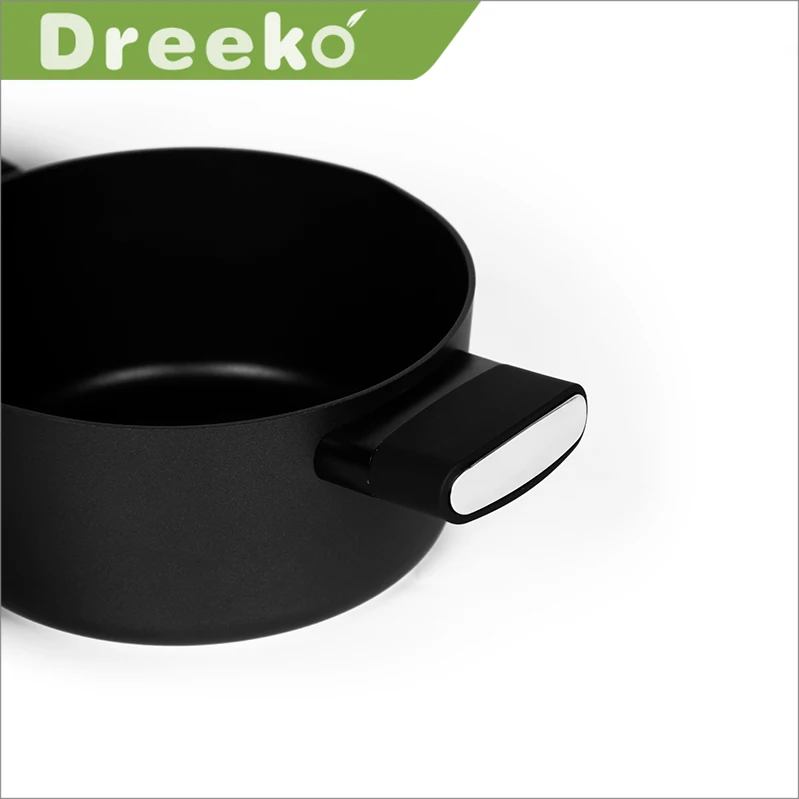 14 pieces new style nonstick aluminum pressed cookware set with red centre thermo signal system