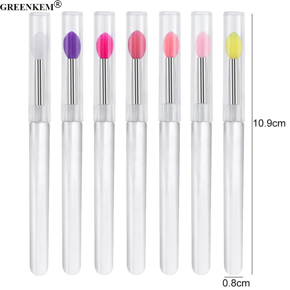 Nail Art Clear Handle Silicone Soft Liquid Glitter Makeup Brush With Dustproof Nail Powder Brush