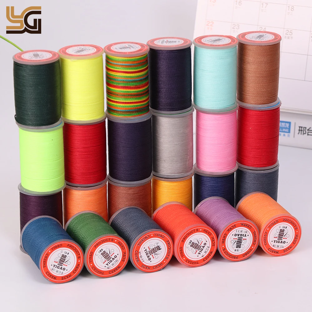 Yigao многоцветная круглая восковая нить Полиэстеровая швейная кожа вощеная для браслетов