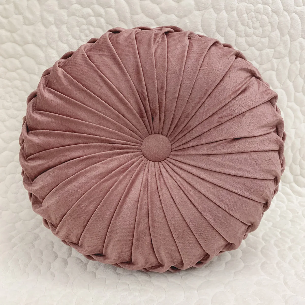 Decorative Round Throw Pillow Handcrafted Pumpkin Velvet Floor Pillow Chair Soft Cushion for Kids Chair Couch