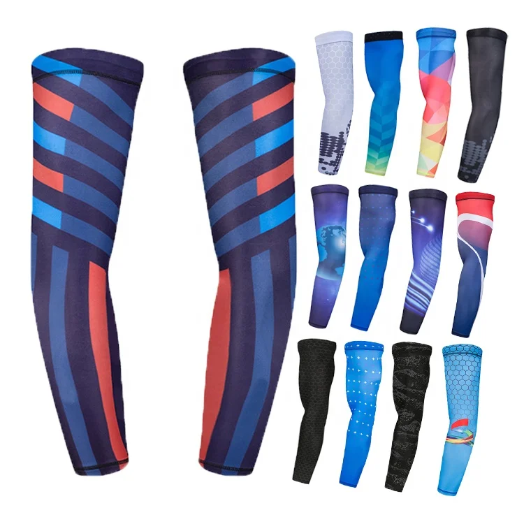 New Fashion Sublimation Print Logo Lycra Bike Hiking Golf Football Elastic Sport Golf Arm Warmer For Men Women