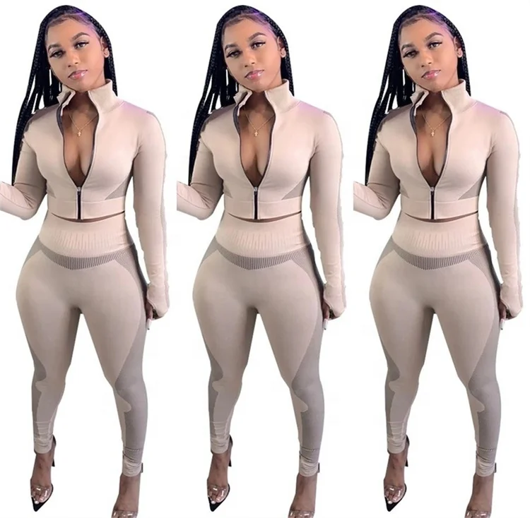 2022 Fall WomenClothing  Casual Solid Color Tracksuit Sets Ladies Two Piece Leggings Set