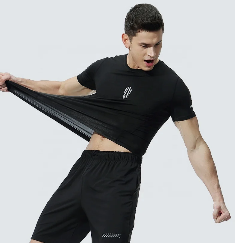 
Custom Men Gym Tights Fitness Wear Short Sleeve Sports Tops Seamless Dry Fit Sports Mens Compression Gym Wear 