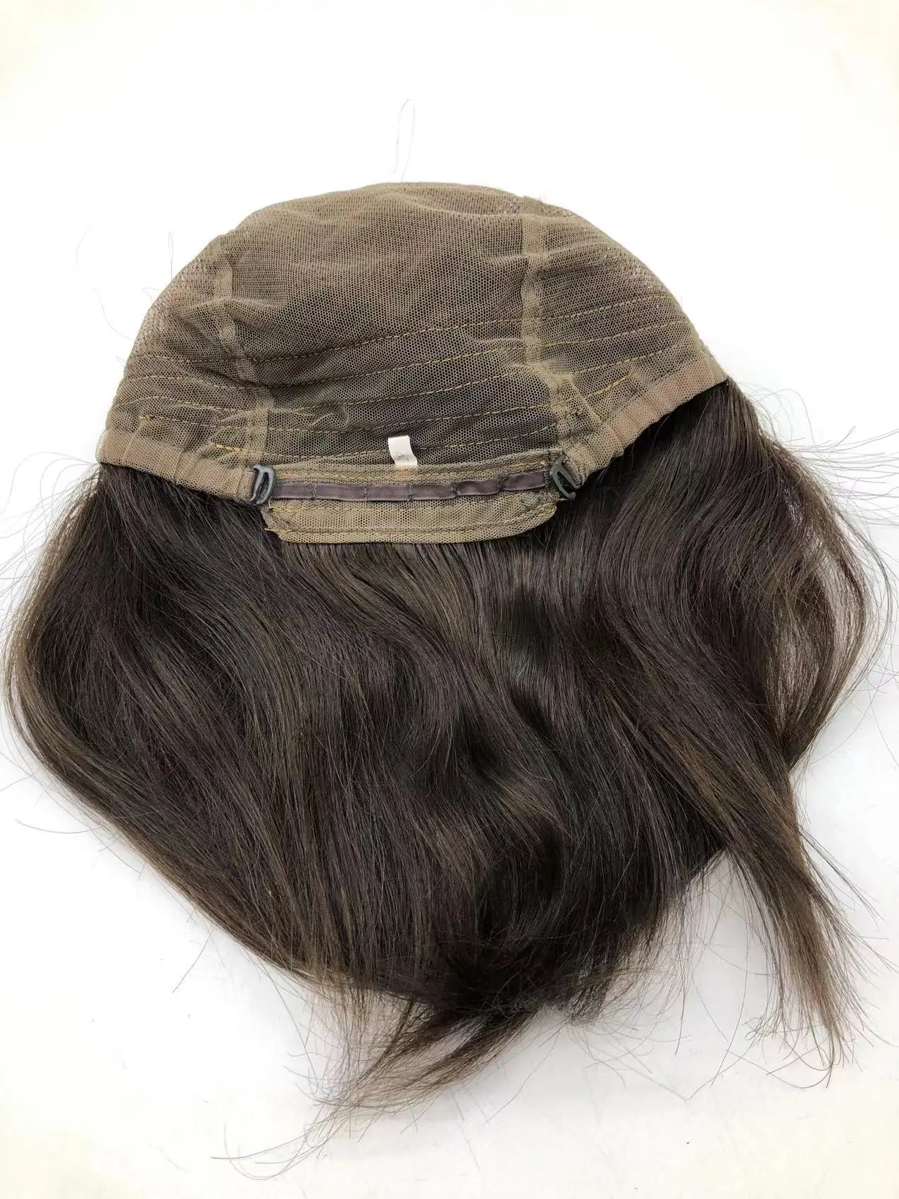 HQ Natural Brown Silky Human Hair Different hair Length Front Hand Tied Silk Wig Hair System
