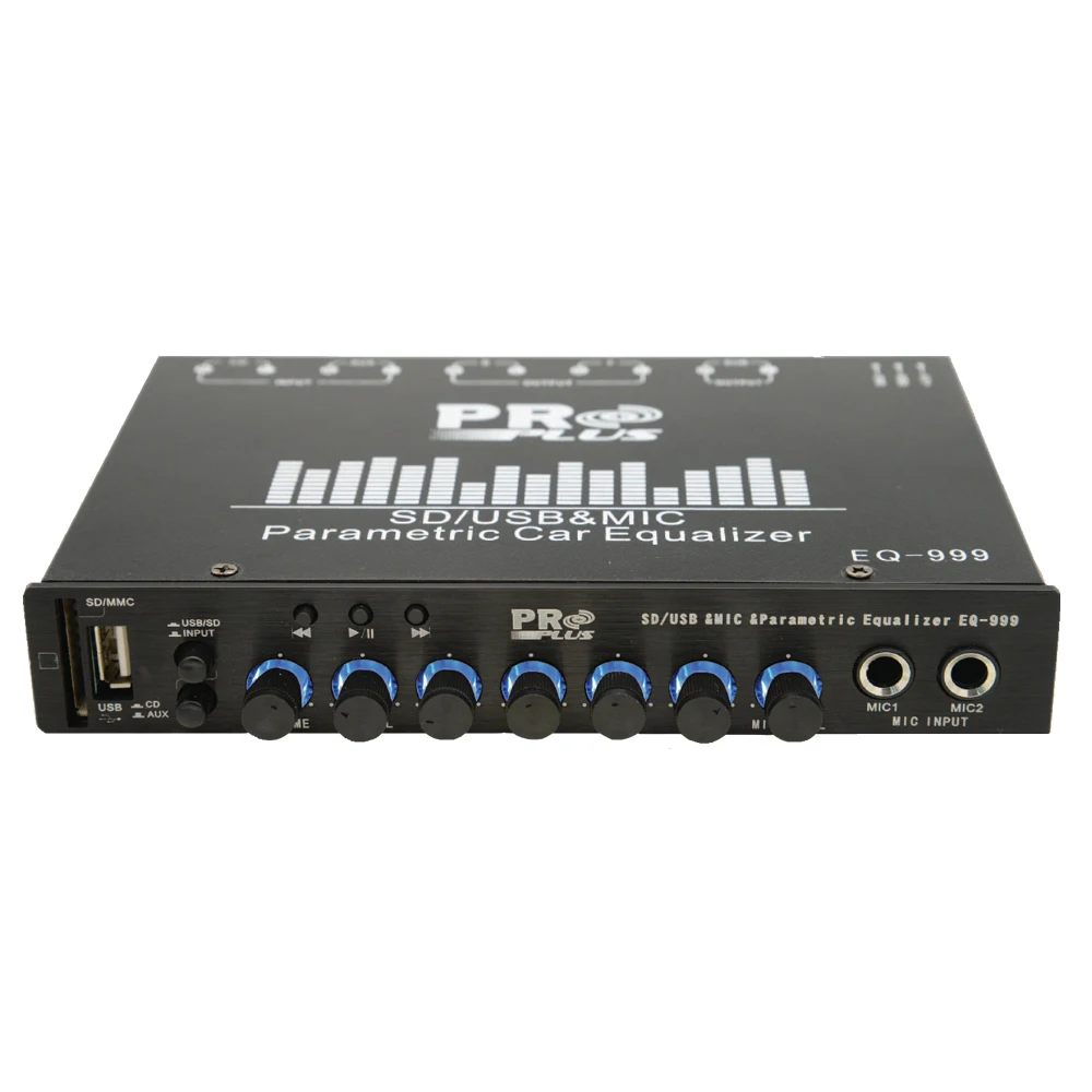 Function New Design 4 Band Parametric High End Car Audio Equalizer With Toothblue/USB/SD/Double Mic Input