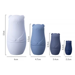 Wholesale Cute Style Animal Panda Bear Shape Stacking Teether Bpa Free Silicone Baby Toy Nesting Doll Set
