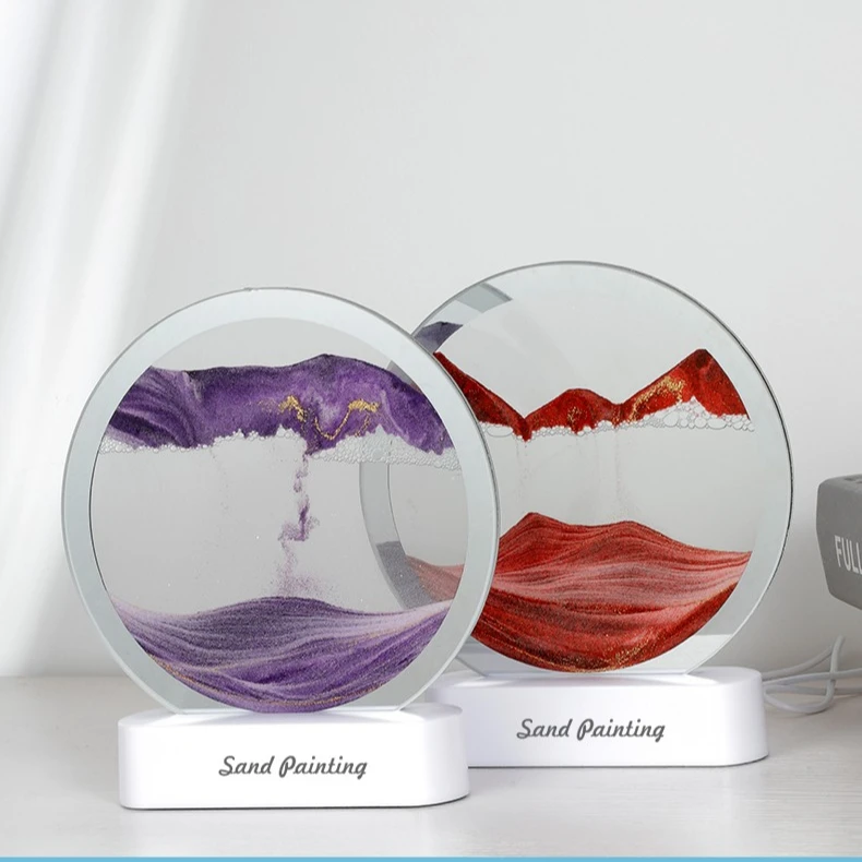 Лампа, движущийся песок, движущийся песок, 3d песок, художественное изображение, песочные часы, светодиодная настольная лампа