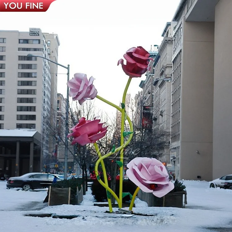 Outdoor City Plaza Stainless Steel Abstract Flower Bud Statue