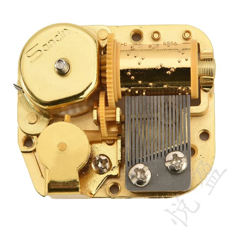 18 note musical movement  for music box with extended winding shaft on the top golden  music box  mechanism