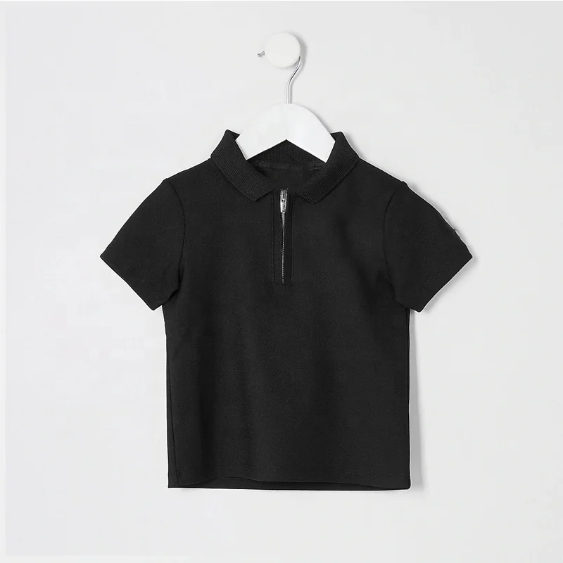 custom baby boys black polo neck kids short sleeve summer t shirt