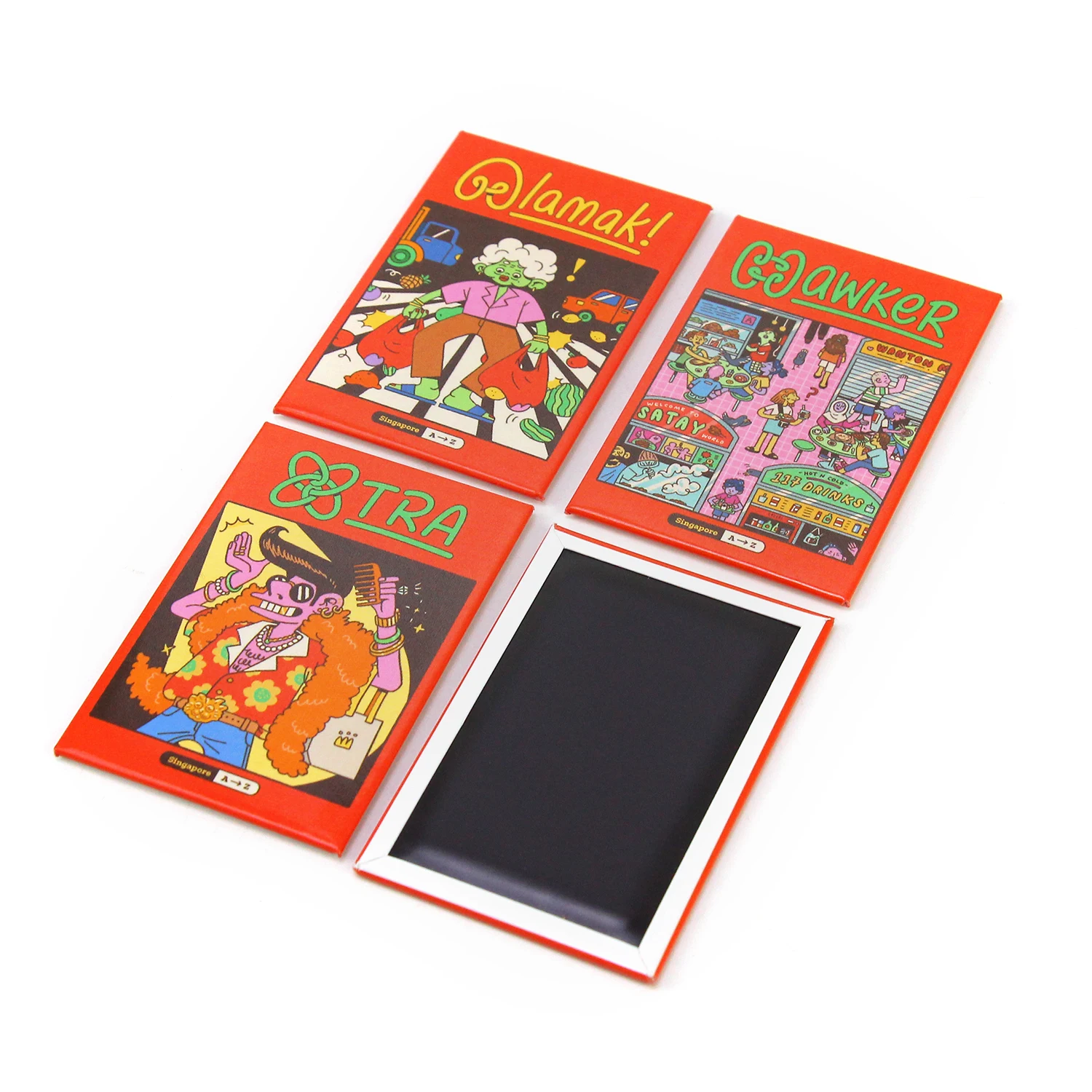 Refrigerator Souvenir Customised Branded Tin Magnet 80X53Mm Rectangle Singapore Fridge Magnets