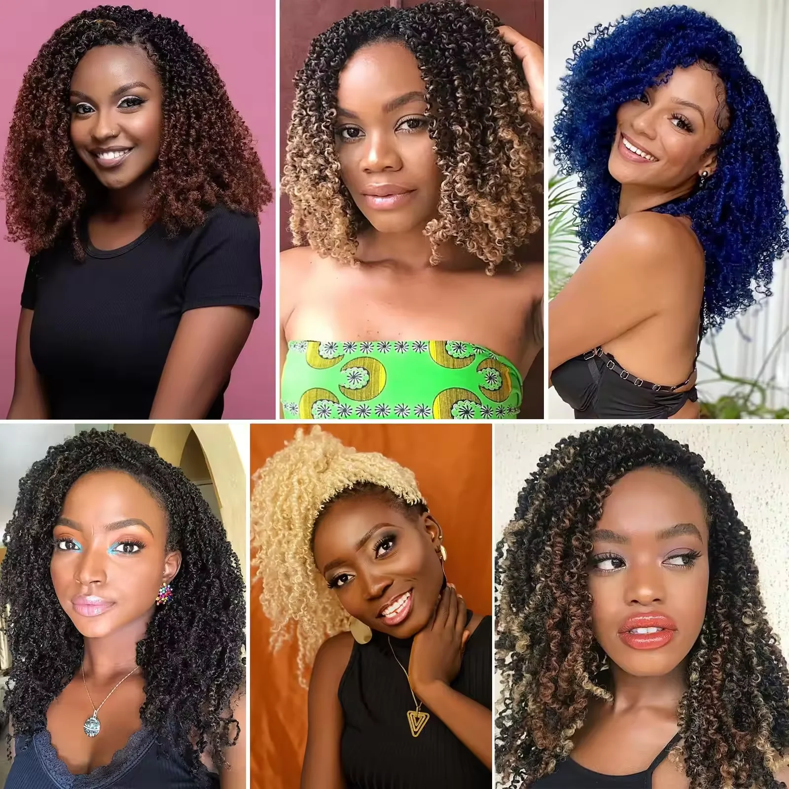 8/10/12Inch Pre Looped Yanky Twist Braiding  with Curls  Pre-twist Bohemian  Crochet Hair  Synthetic Hair Extensions for Women