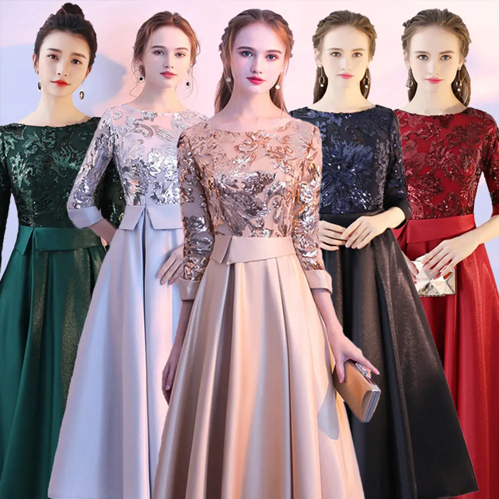 Hot sell 3d flower gown mother of the bride dresses gold champagne color satin evening gowns long purple party frock for women