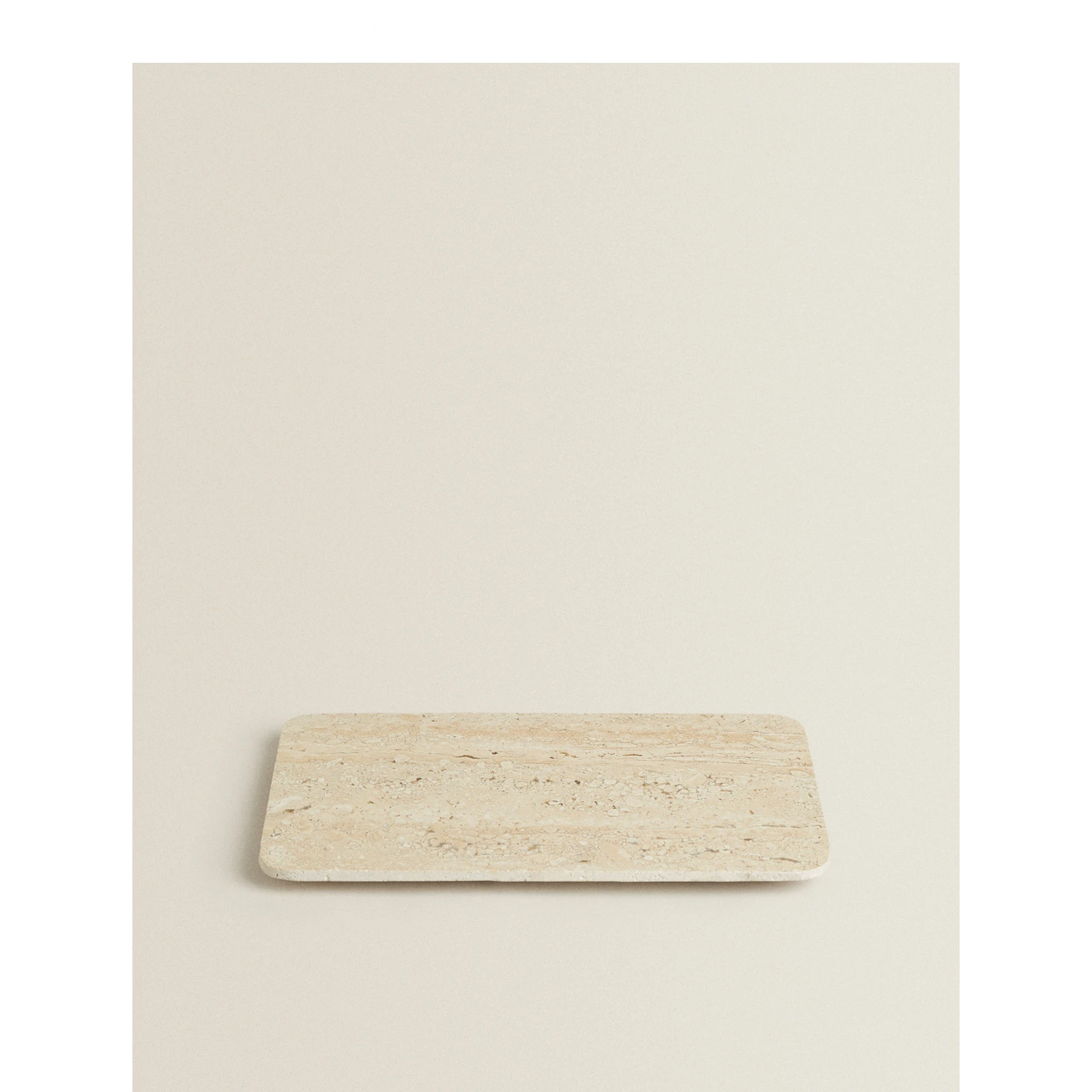 stonekocc Customized Vintage Beige Travertine Natural Stone Marble Serving Tray Rectangle Catchall Plate Wabi-sabi Style