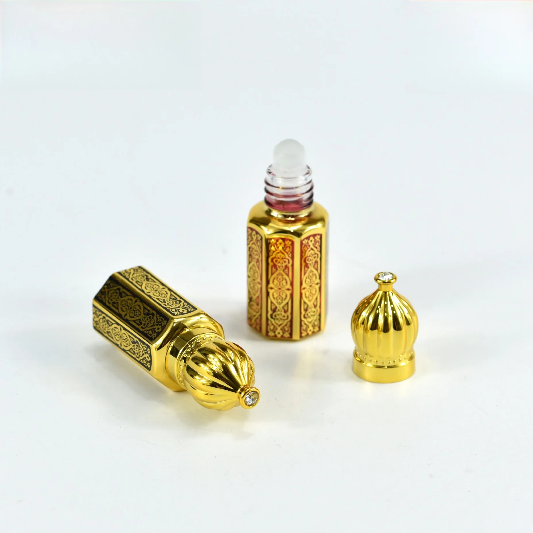 Fancy Design Mini Small Refillable arabic oil perfume bottles empty Attar oil Bottle for Body Massage Oils Serum