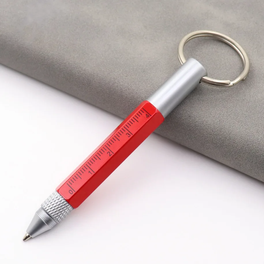 Promotional Cheapest Aluminum Metal 6In1 Multi Function Ballpoint Stylus Pen Screwdriver Keychain Ruler
