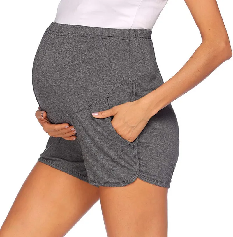 
Sports Belly Lifting Shorts Pure Color Home Maternity Pants Loose Stretch Breathable Comfortable Maternity Pants 