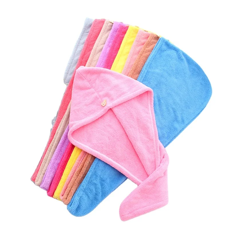 Wholesale Custom high quality coral fleece/coral velvet microfiber Hair Turban Shower Spa Head Wrap Hair Drying Hat Turban