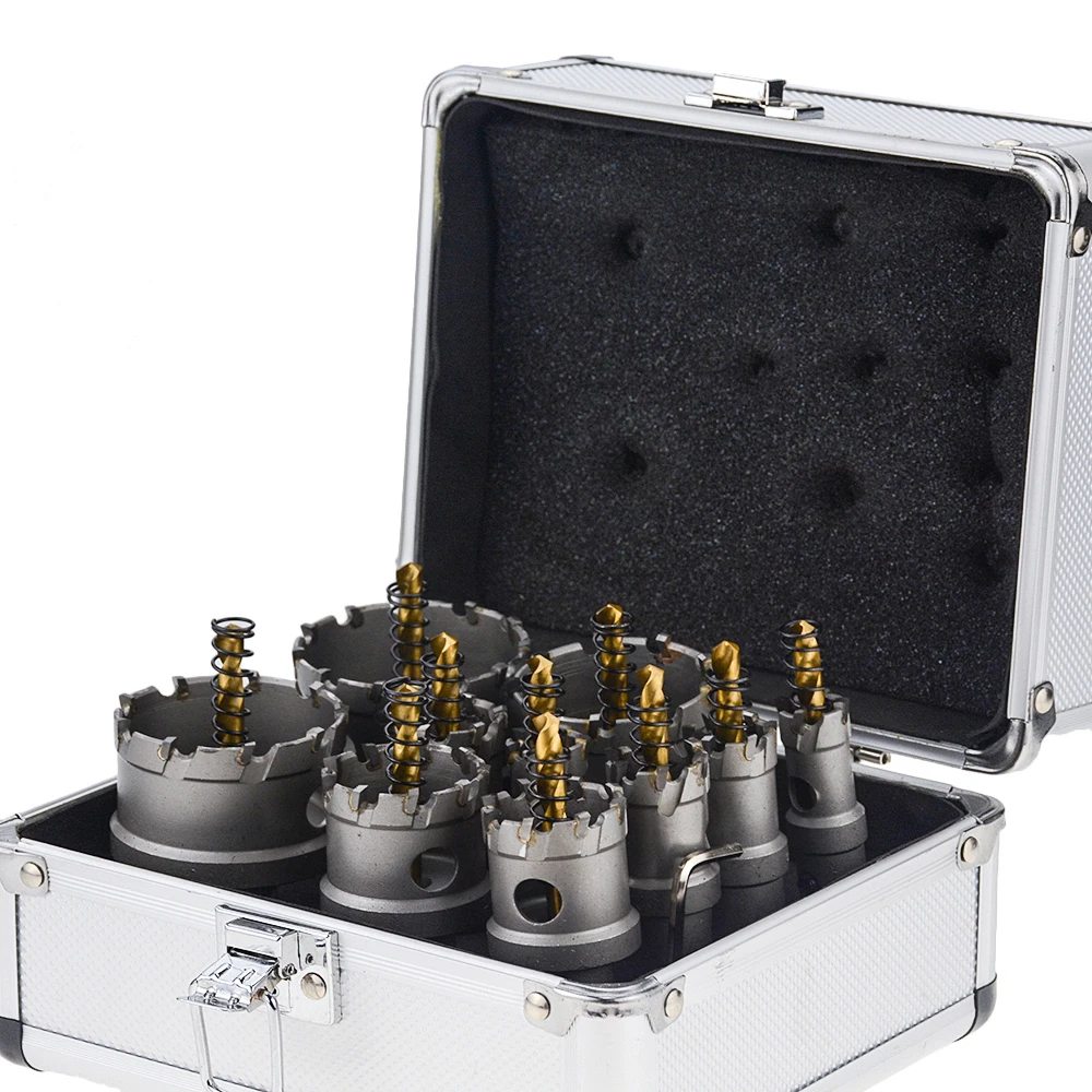 10PCS/BOX 16-53mm TCT Hole Saw Drill Bit sets Alloy Carbide Cobalt Steel Cutter Stainless Steel Plate Iron Metal 18 20 22 25mm