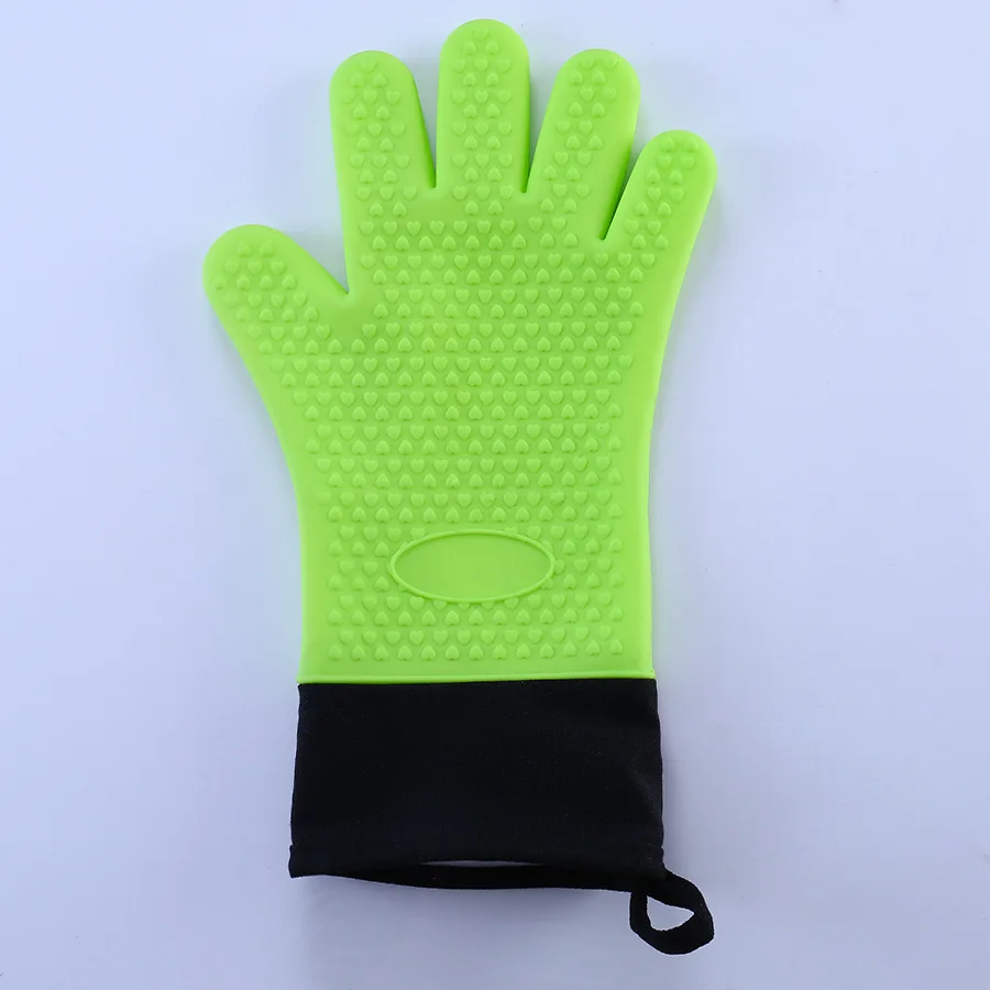 Baking and Grilling Oven Mitts Silicone and Cotton Double-layer Heat Resistant Gloves Silicone Oven BBQ Gloves