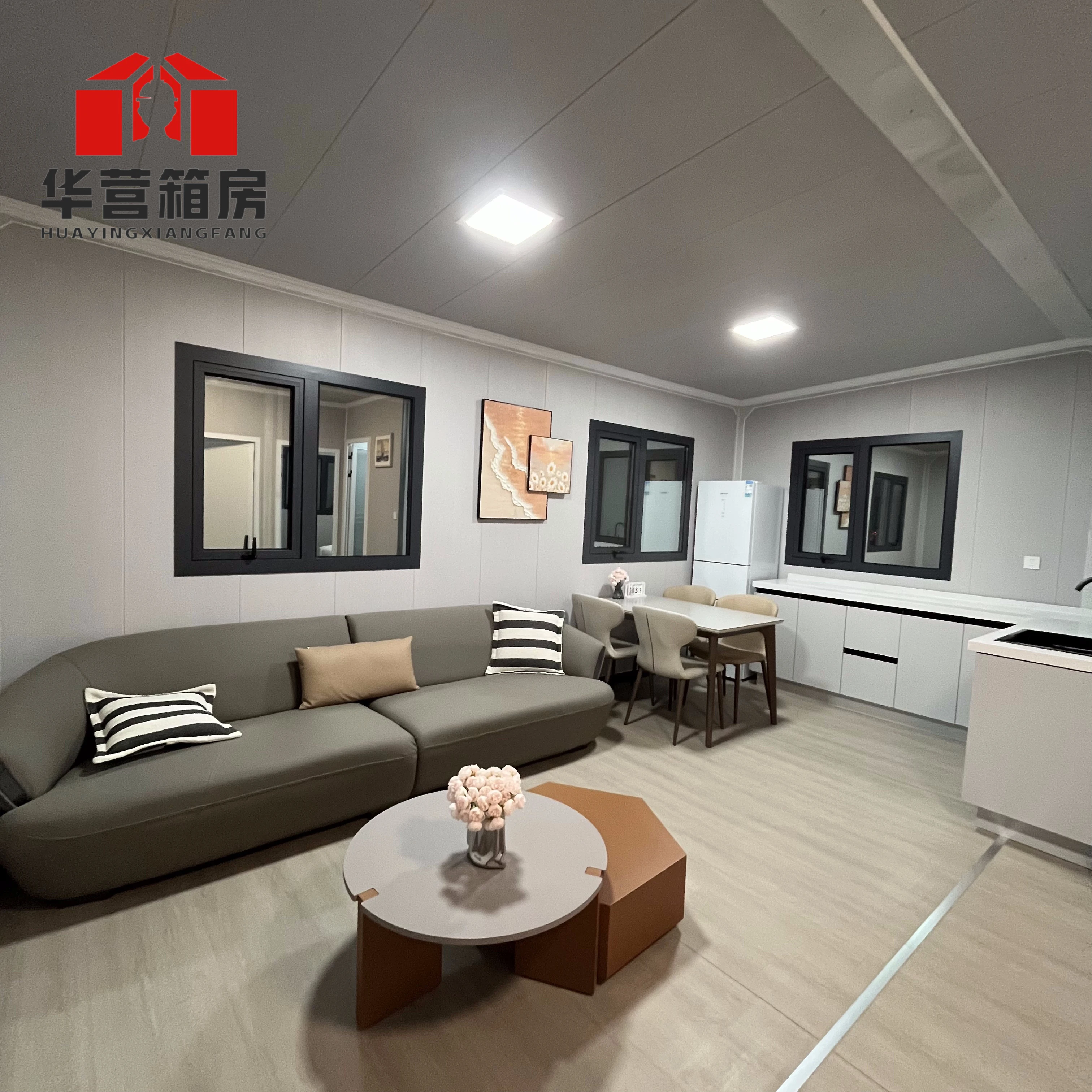 20FT expandable folding container house modular house Metal Carved Panel Glass Curtain Wall Prefabricated House