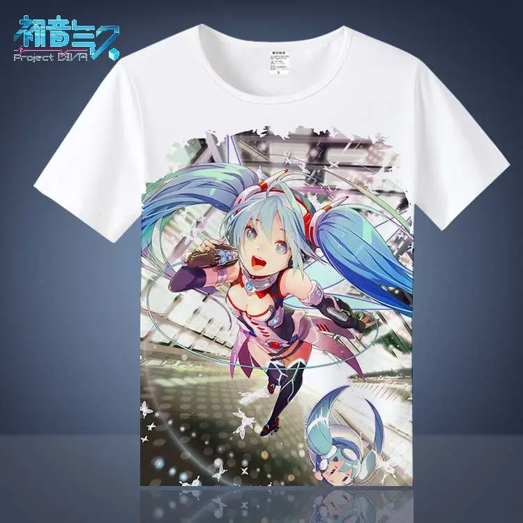 Hatsune Miku white summer high quality comfortable ordinary fastness T-shirt anime top