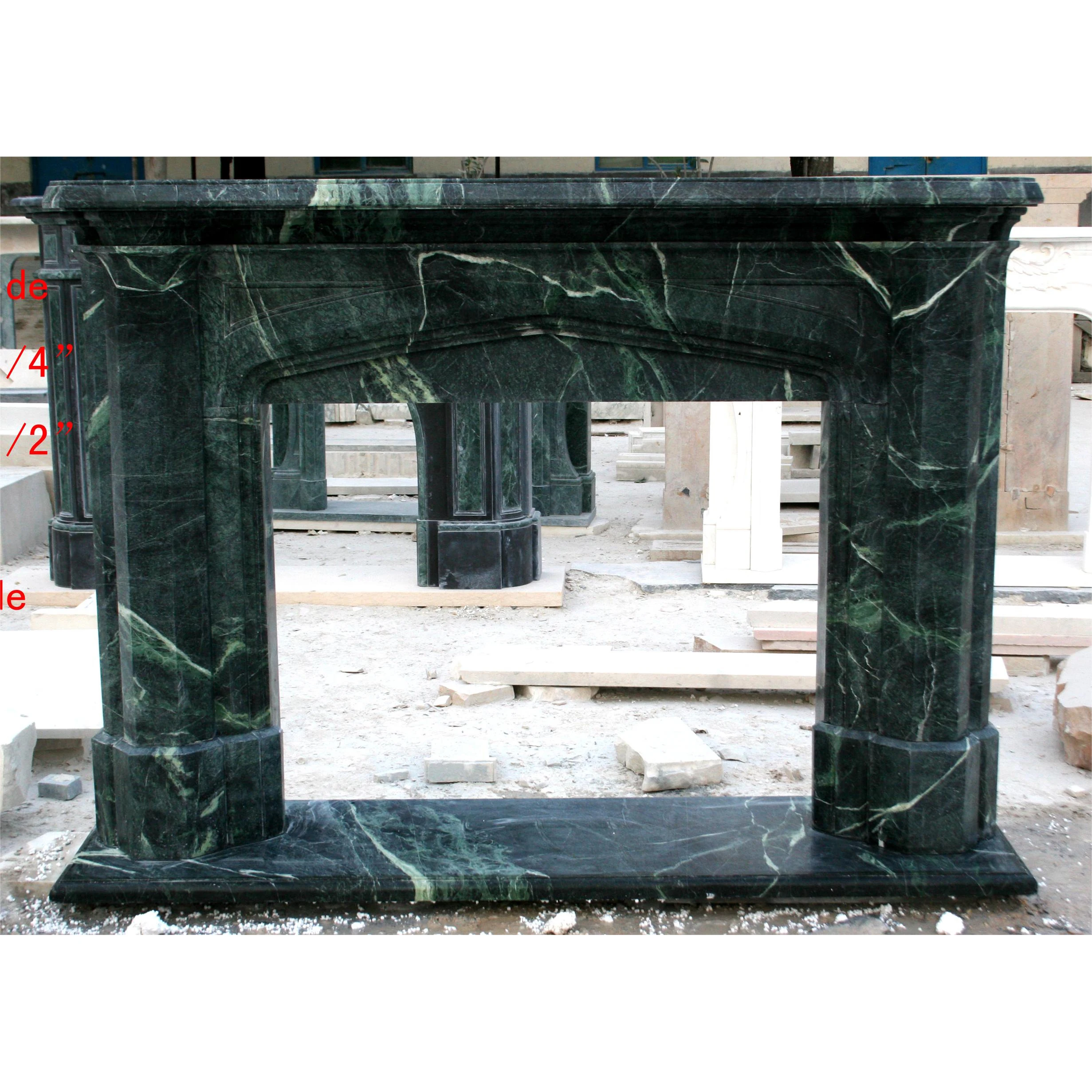 Зеленое резное украшение каменный мраморный камин