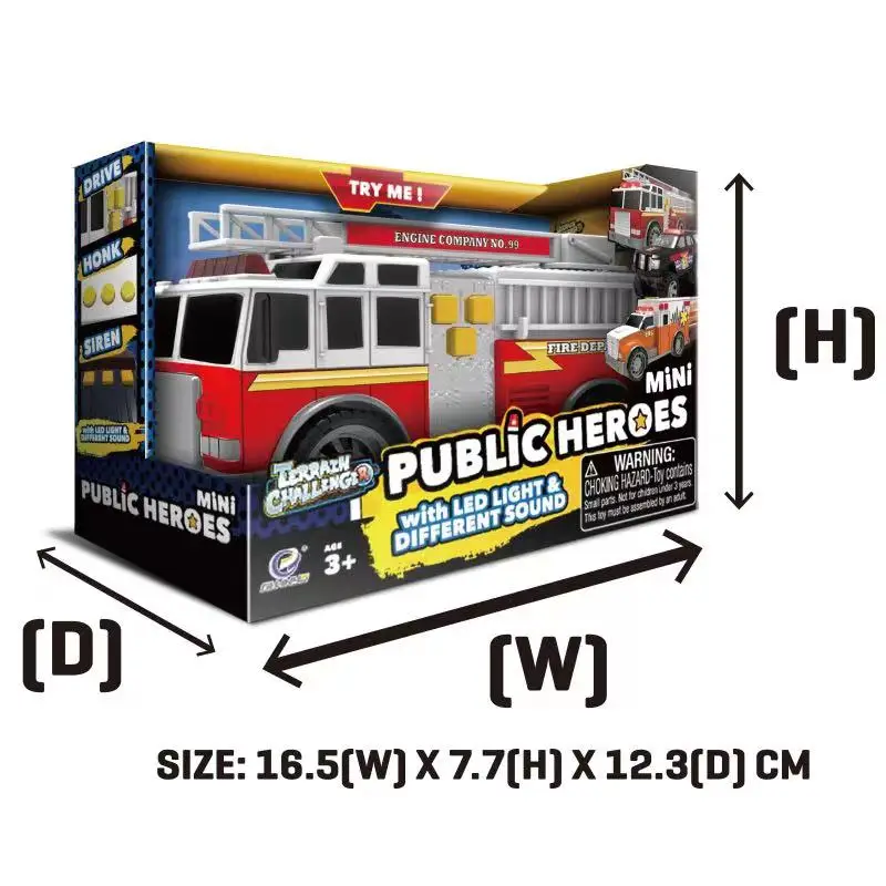 Fire Truck Toy  Rescue Vehicle Model Ladder Sound and Light Sound Effect Inertia Car For Children Gift