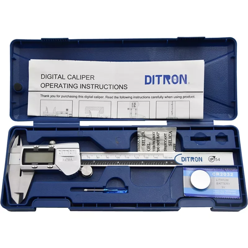 DITRON High Precision Digital Caliper 0-150 mm 6 inch LCD Screen Measuring Tool Electronic IP54 Stainless Steel Metal Caliper