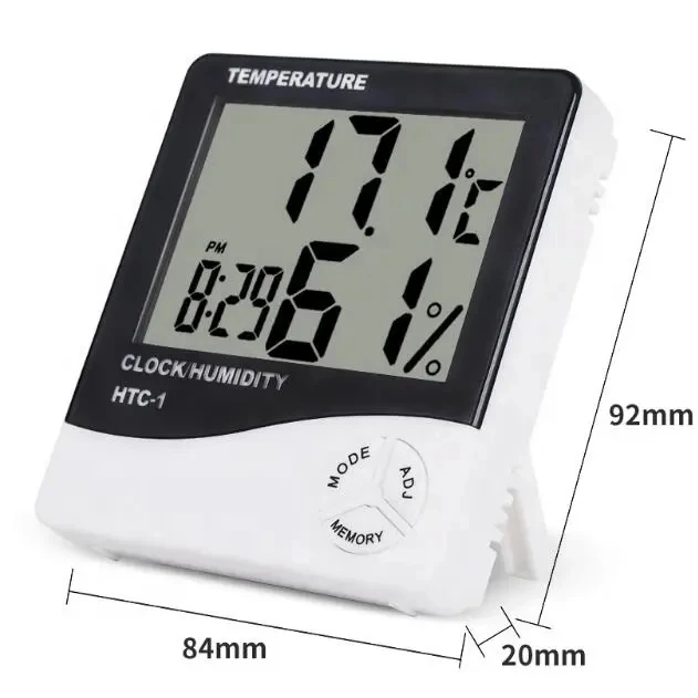 HTC-2 Wireless Temperature Humidity Tester Indoor Outdoor Probe Clock Alarm LCD Digital Thermometer Hygrometer Weather Station