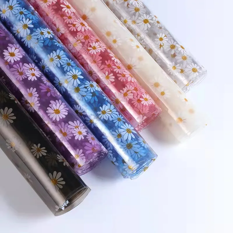 0.8mm Small Daisy Pattern Super Bright Colored Clear PVC Vinyl for Making Photo Album