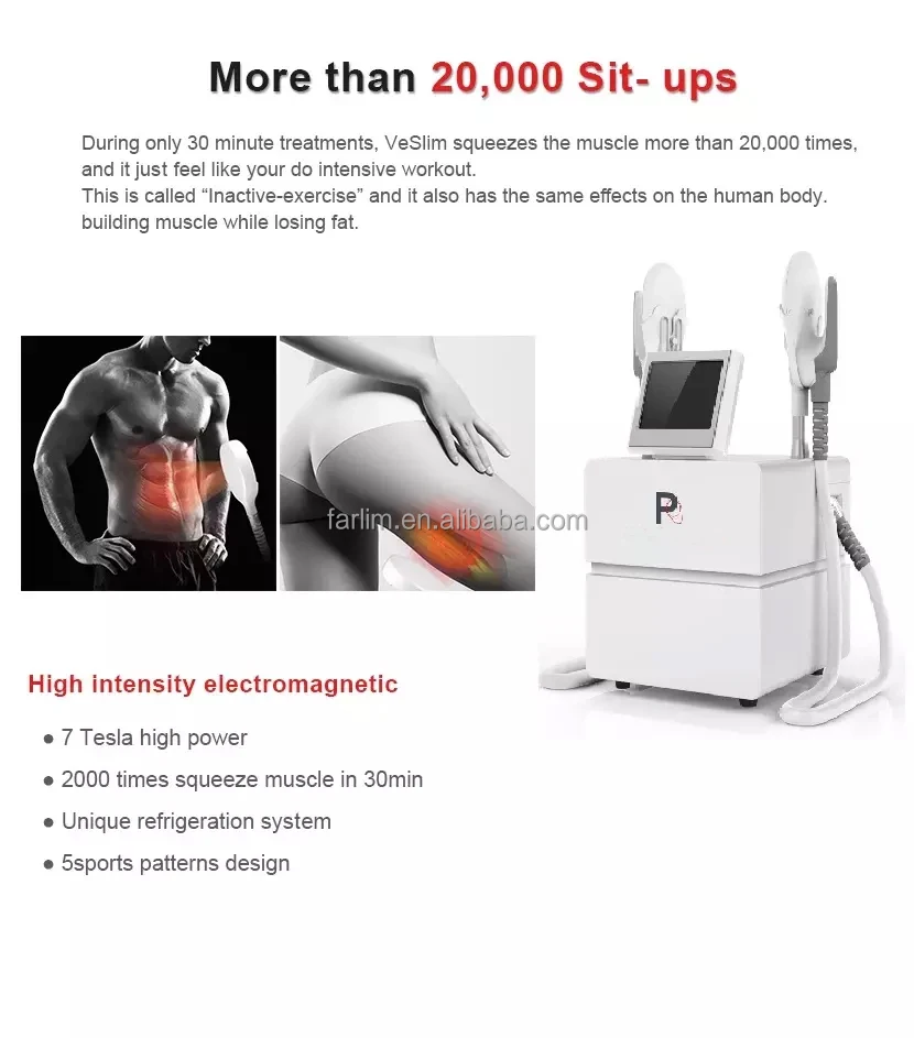 Profession 2 handles High intensity electromagnetic No-invasive FARSLIM fat burning muscle sculpting Tesla beauty machine