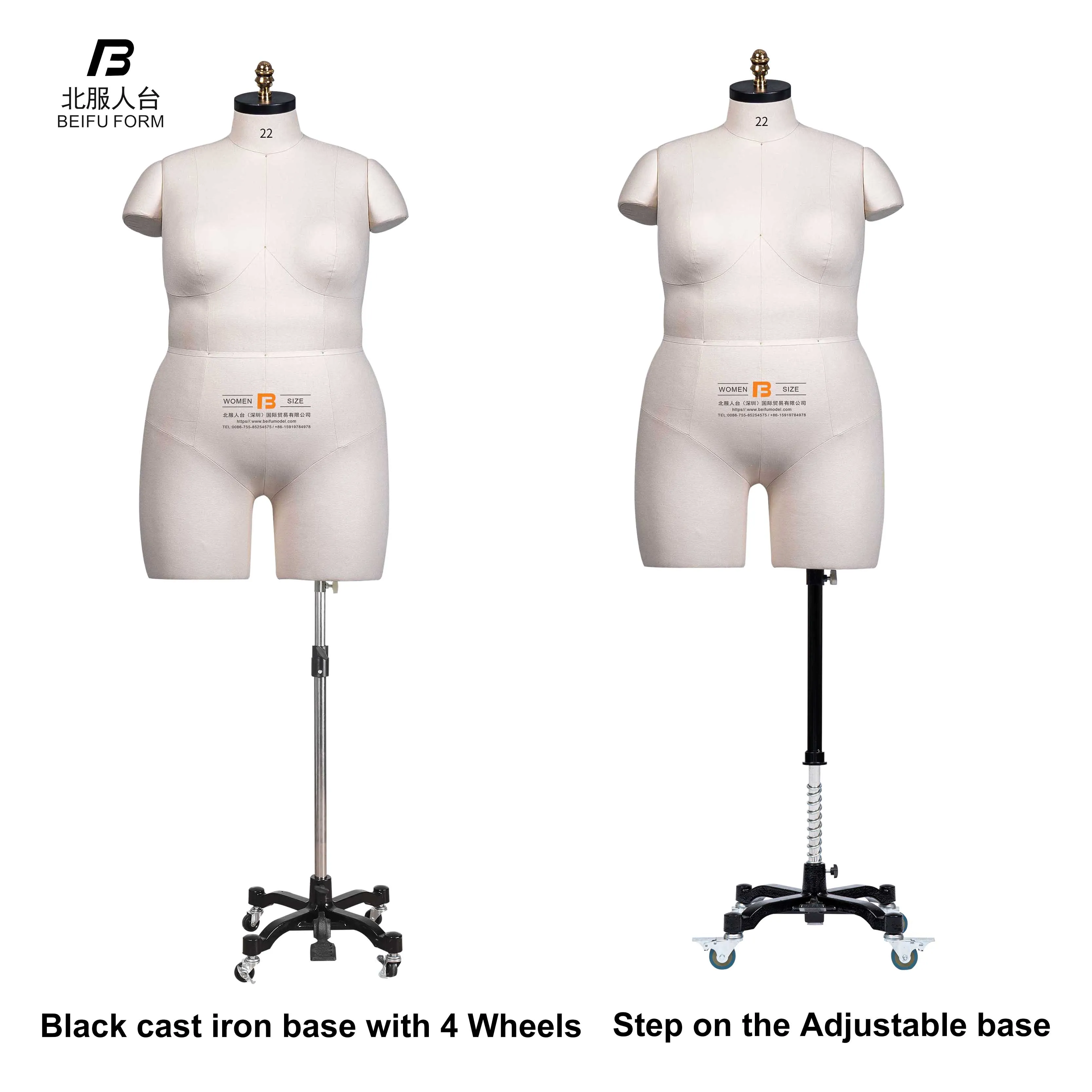 BEIFUFORM half body plus size mannequin female dummy GB plus size 22 dress form mannequin women manikin add Base