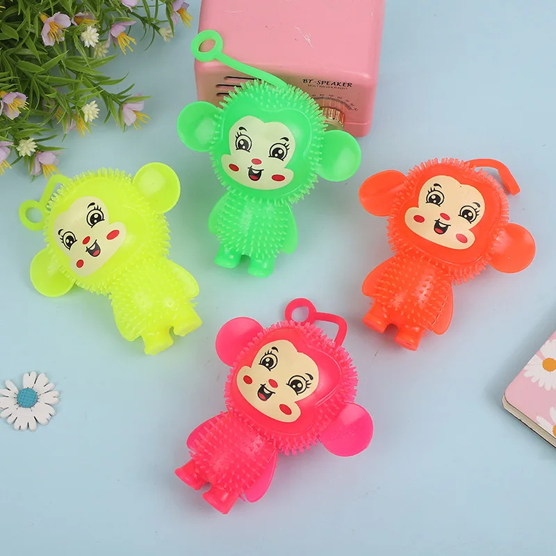 Custom Logo Cute Standing Greedy Monkey Fidget Toy Unisex Squishy TPR Stuffed Animal Light Glowing Adult Preddure Relief Gift