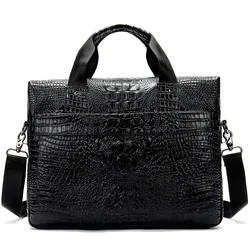 Crocodile Pattern Mens Handbag Laptop Bag Genuine Leather Briefcases Real Leather Messenger Bag