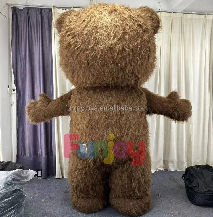Inflatable Long Plush Teddy Bear Costume For Adult Mascot Animal Full Body Halloween Walking Suit