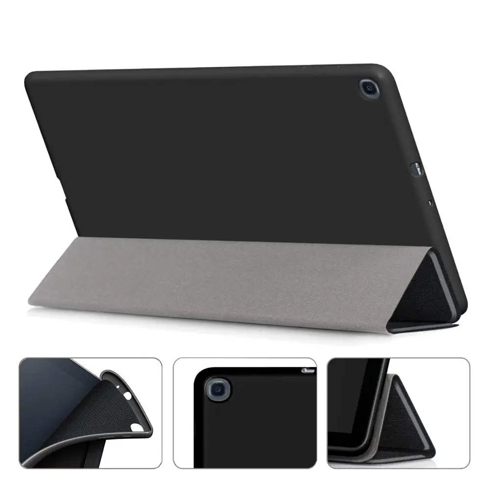
cover case For samsung Galaxy TAB A 10.1 2019 version SM-T510 T515 TPU soft shell Tri-fold bracket flip tablet 