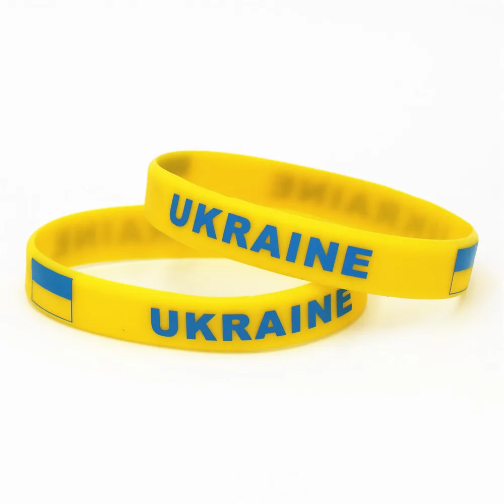 Soccer Ukraine Country Flag Wristband Yellow Football Sport Elastic Silicone Bracelets&Bangles Gifts