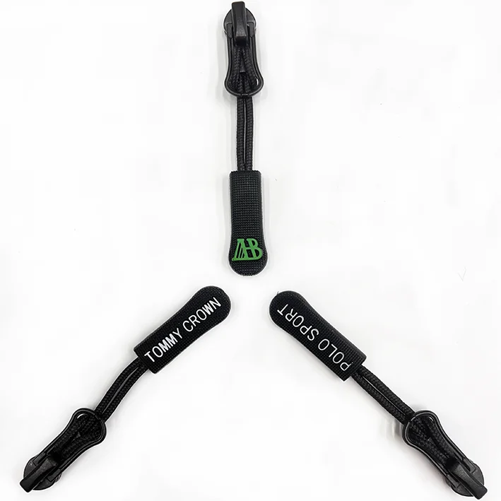 Rope injection molding pull end Plastic Pull rope sliders custom engraved zipper pull