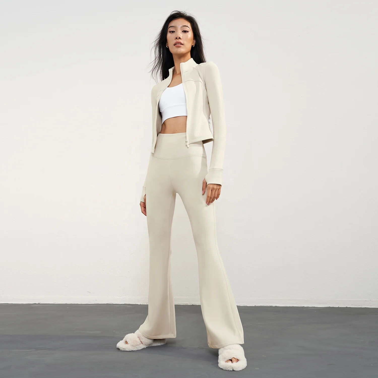 Fleece High Waist Leggings Yoga Fitness Sets Winter Gym Suits Oem Sports Women Jackets Clothing