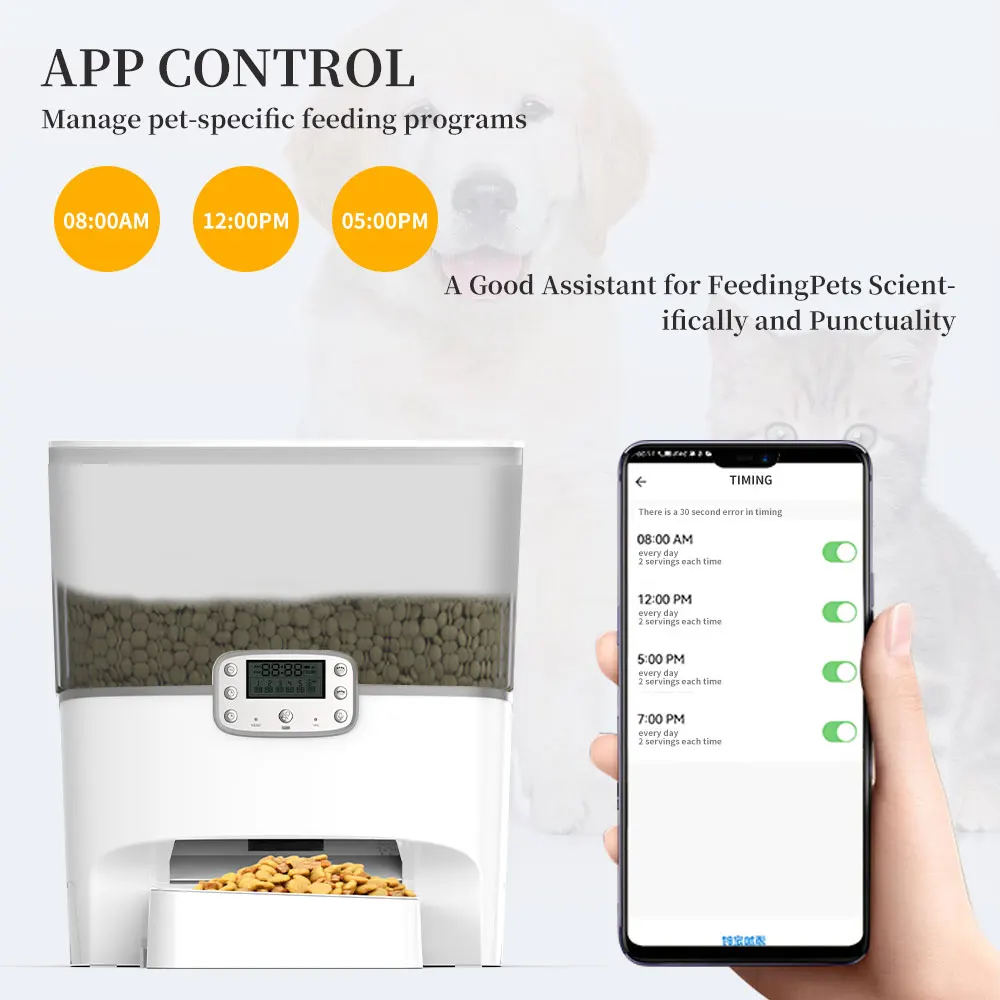 electronic auto smart wifi automatic dog cat pet feeders app dual double bowl for cat and dogs