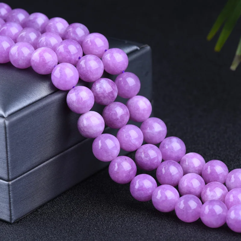 Natural Topaz Stone Natural Stone Supplier Loose Round Beads Dyed Purple Quartz  Purple Mica for DIY Jewelry Making