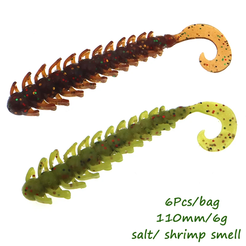 
Fishing soft Lures add salt/ shrimp smell Jig Worm Soft Baits 110mm/1.2g Artificial Sea Worms Centipede Silicone Lures 