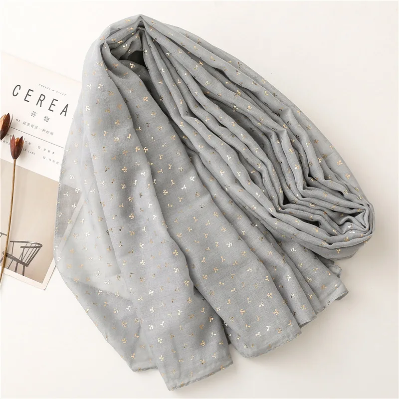 Fashion floral Gold Foil print scarf polyester women scarf
