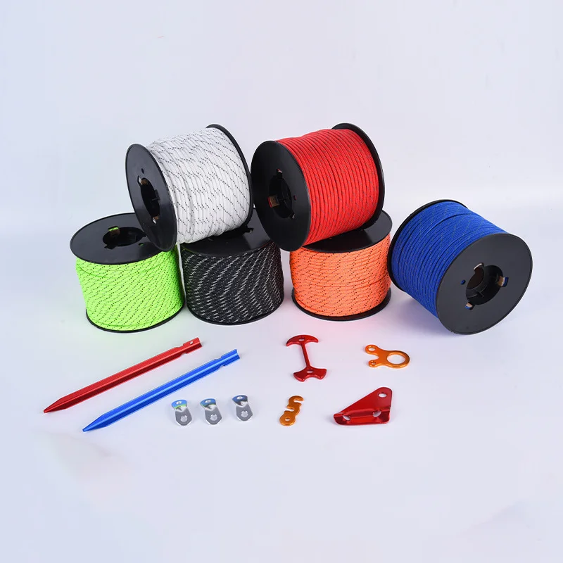 Outdoor Survival Paracord 2Mm 3Mm 4Mm Parachute Cord 100% Nylon 550 Pounds Rope 50ft 100ft Paracord spool